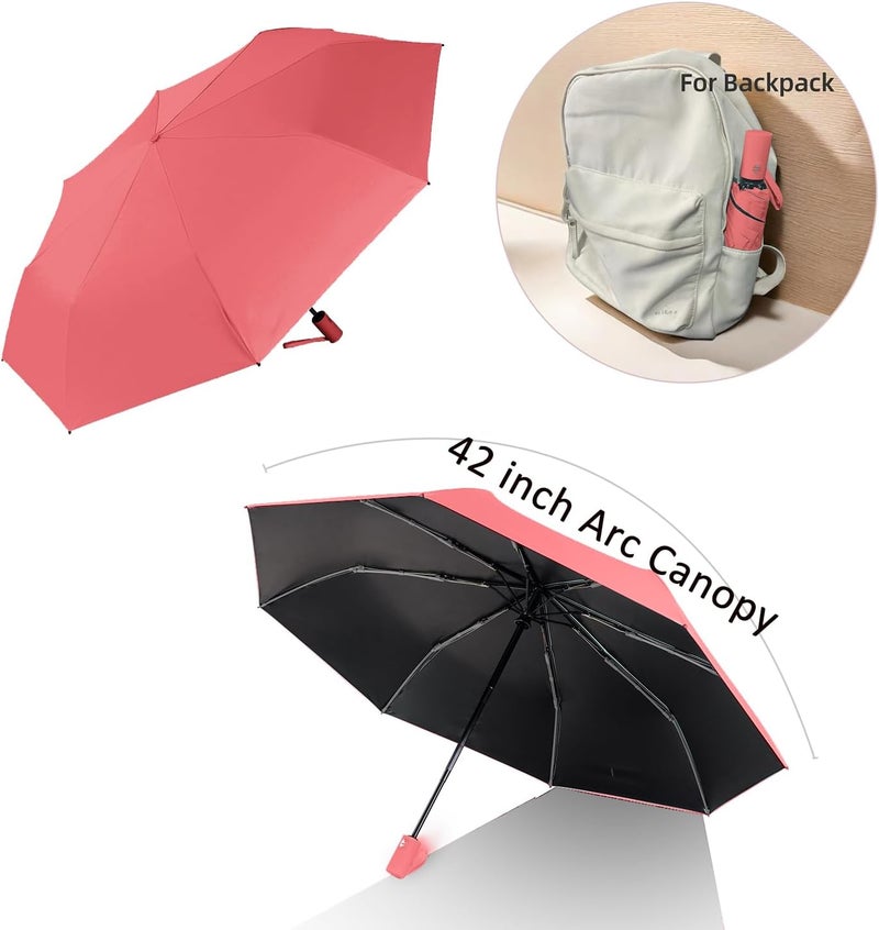 BAODINI Small UV Protection Travel Umbrella Compact for Rain and Sun UPF 50+ Windproof Portable 42 inch Umbrella for Women and Men - Image 4